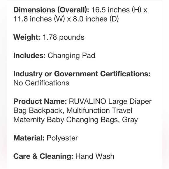 RUVALINO backpack/diaperbag - Picture 11 of 11